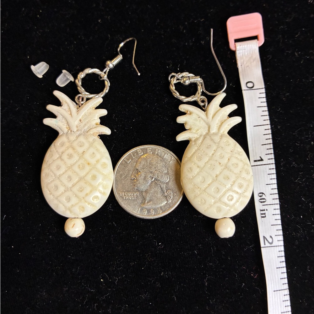 Carved Pineapple Dangle Earrings - image 4